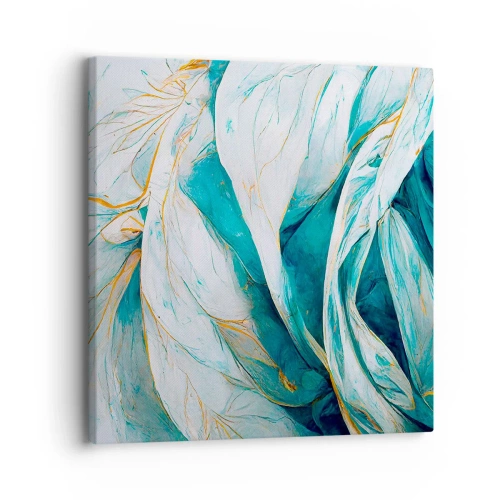 Tablou pe pânză - Abstractul albastru cu motiv auriu - 30x30 cm