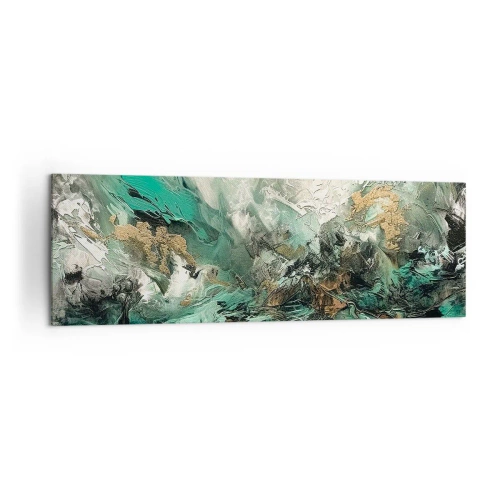 Tablou pe pânză - Fierbere negru-smarald - 160x50 cm
