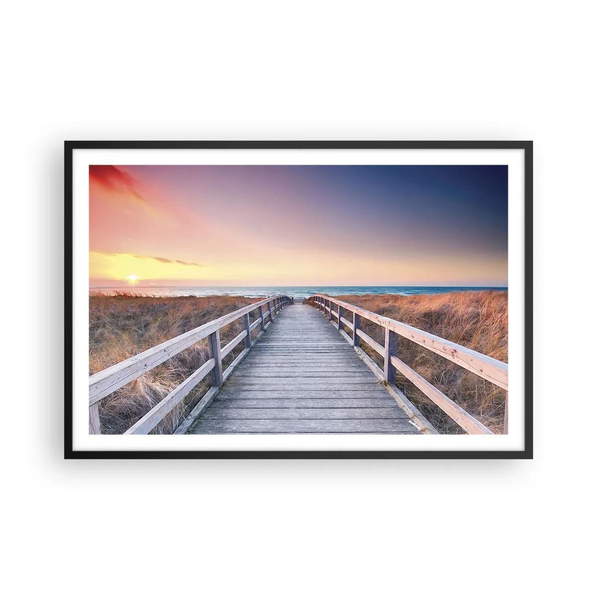 Poster în ramă neagră - Aurora baltică de seară - 91x61 cm