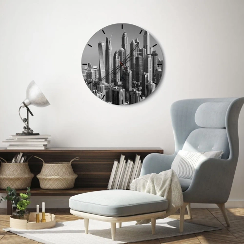 Ceas de perete - Ceas pe sticlă - Orașul de deasupra deșertului - 40x40 cm