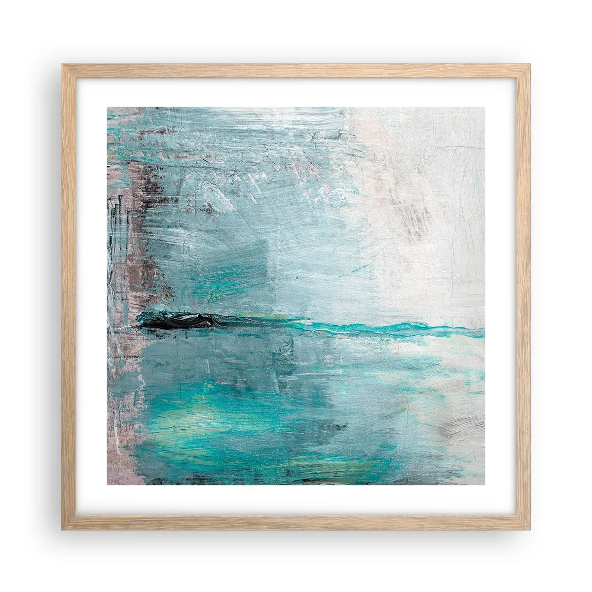 Poster în ramă de stejar deschis - Orizontal în albastru - 50x50 cm