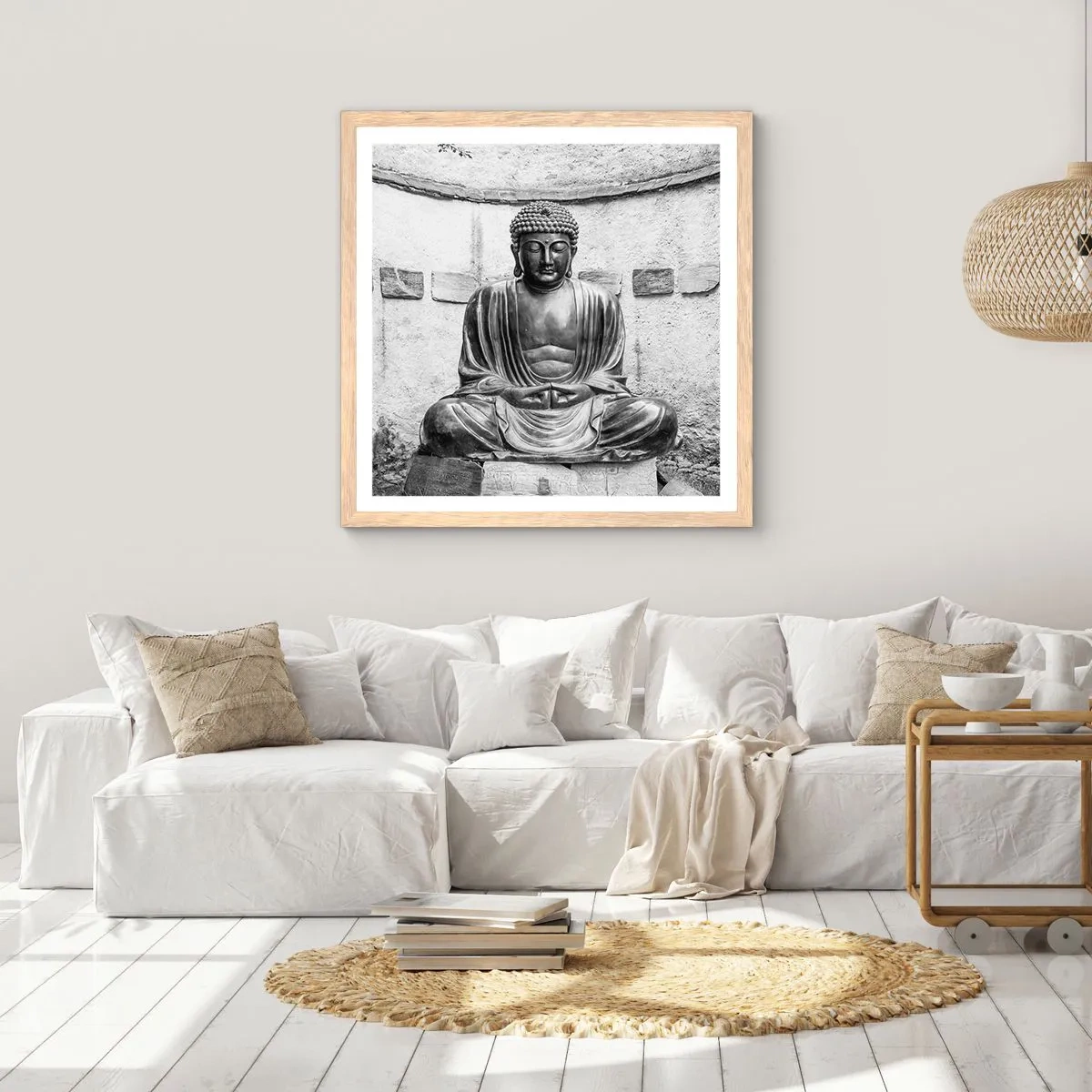 Poster în ramă de stejar deschis - La sursa păcii - 40x40 cm