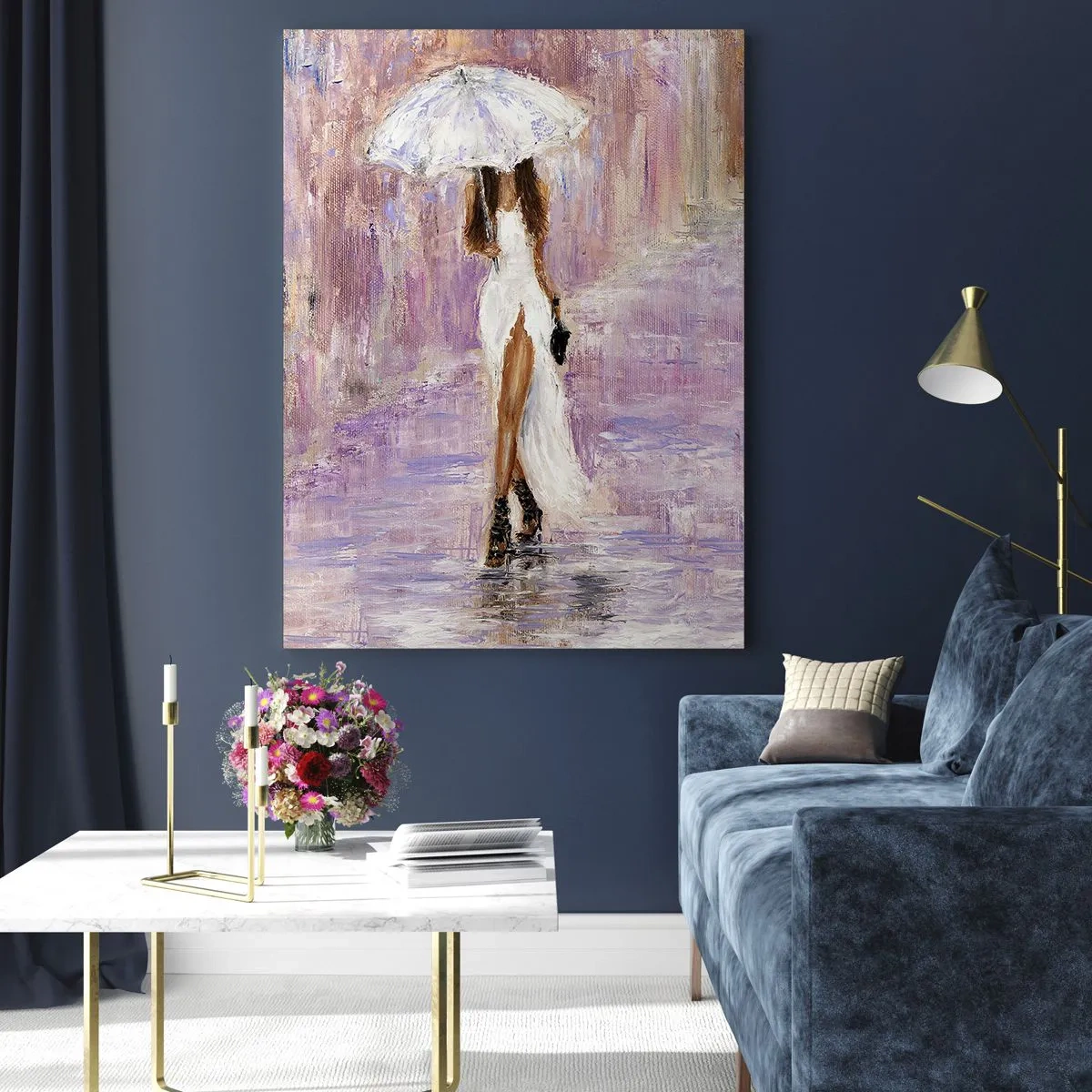 Tablou pe sticlă - În ploaia de liliac - 50x70 cm