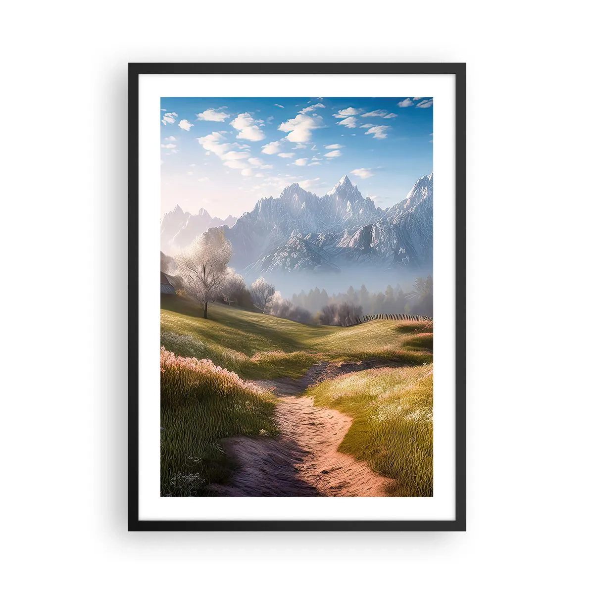 Poster în ramă neagră - Valea idilică - 50x70 cm