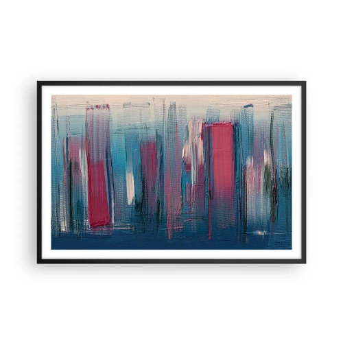 Poster în ramă neagră - Compoziție verticală în albastru și roșu - 91x61 cm
