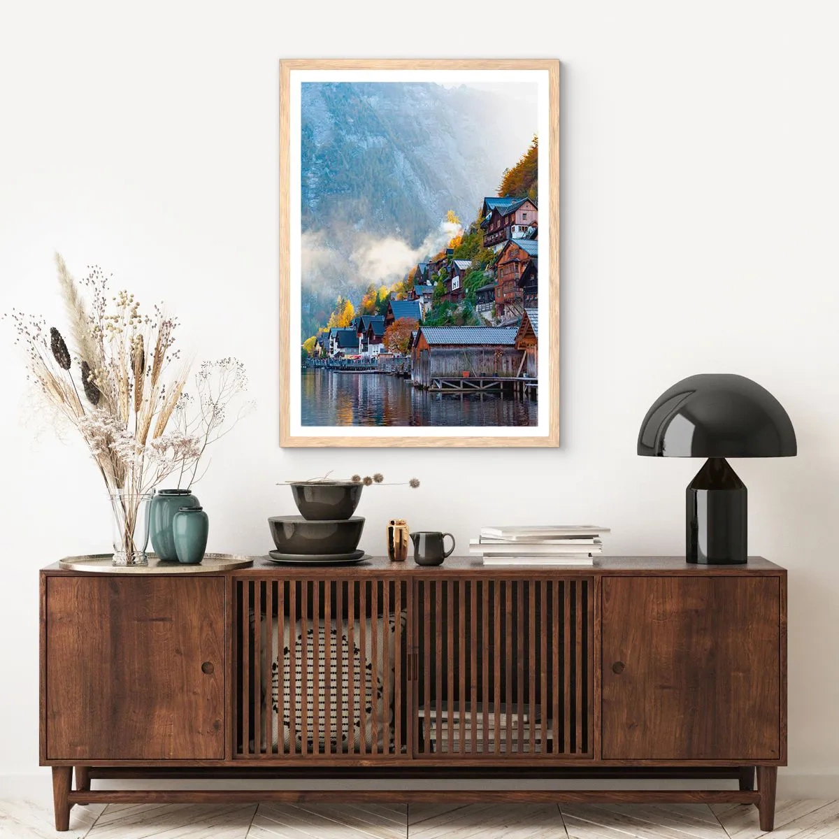 Poster în ramă de stejar deschis - Atmosferă alpină - 40x50 cm