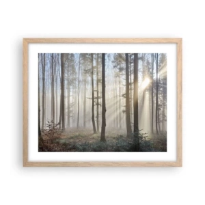 Poster în ramă de stejar deschis - Ceața s-a trezit și ea - 50x40 cm