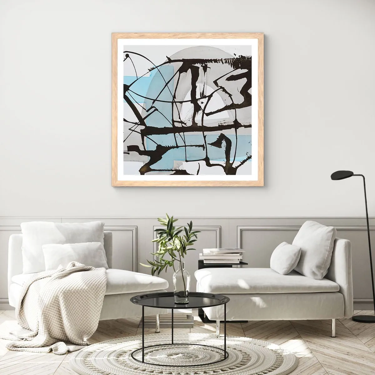 Poster în ramă de stejar deschis - Cu toate acestea, albastru - 60x60 cm