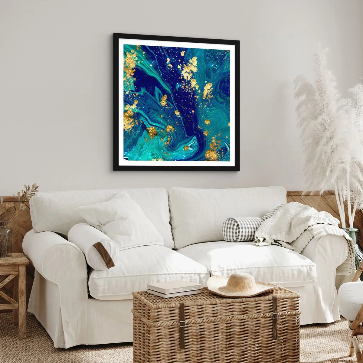 Poster în ramă neagră - Petale de soare - 30x30 cm