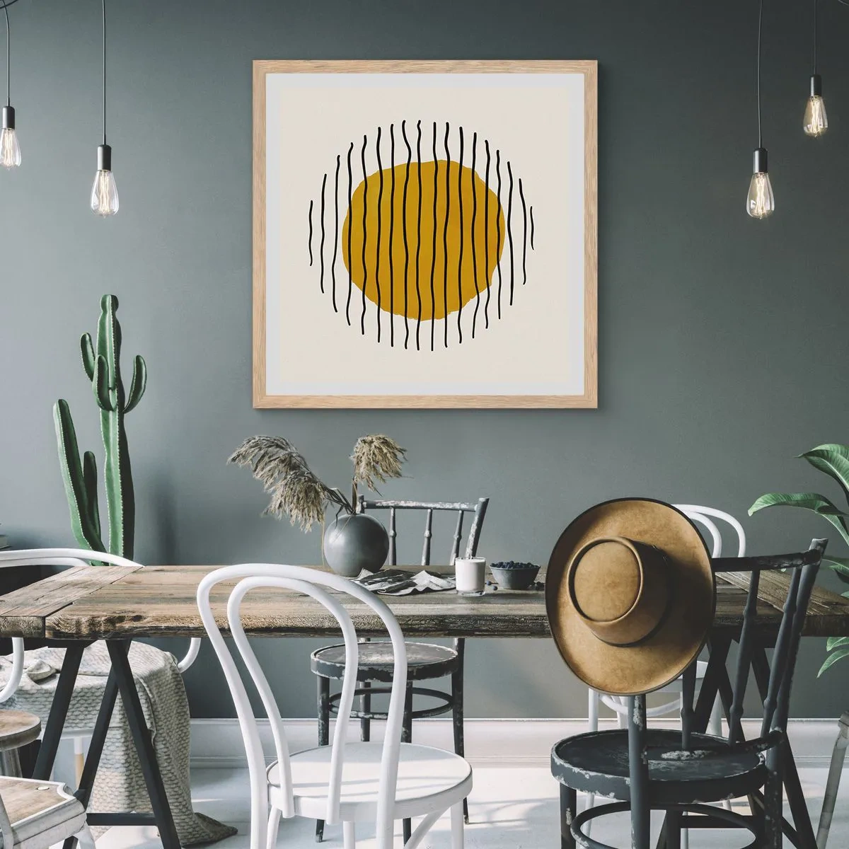 Poster în ramă de stejar deschis - Abstracție tremurândă de căldură - 50x50 cm