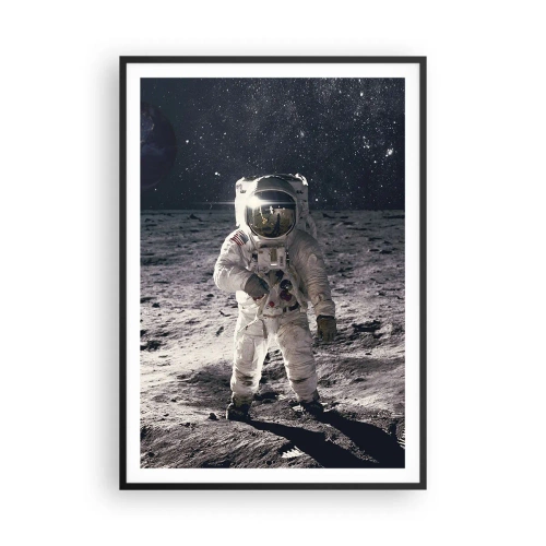 Poster în ramă neagră - Salutări de pe Lună - 70x100 cm