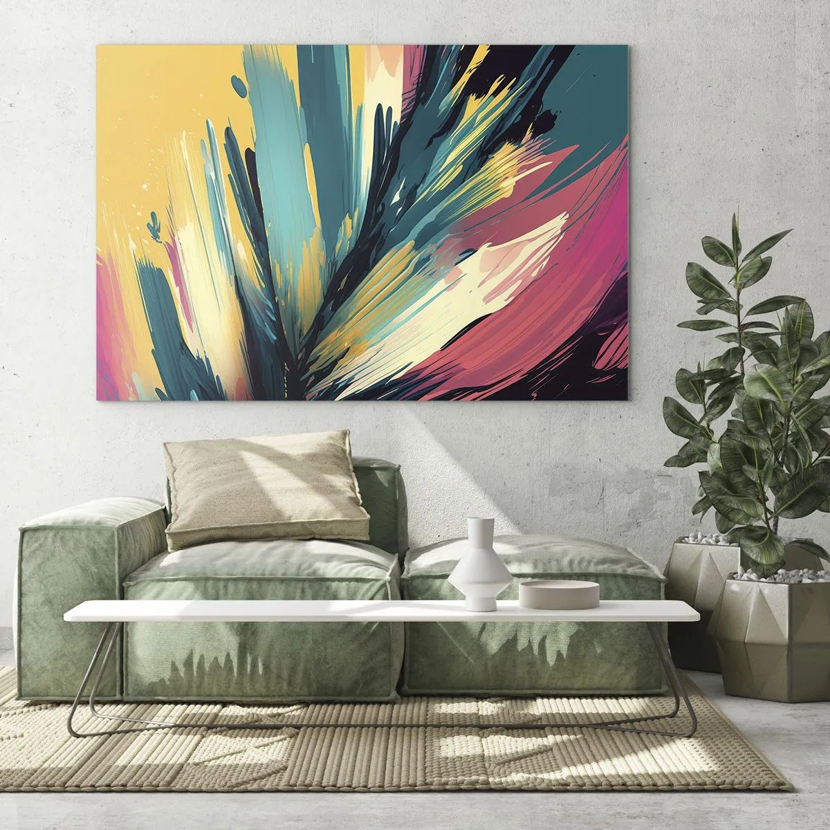 Tablou pe sticlă - Compoziția - o explozie de bucurie - 100x70 cm
