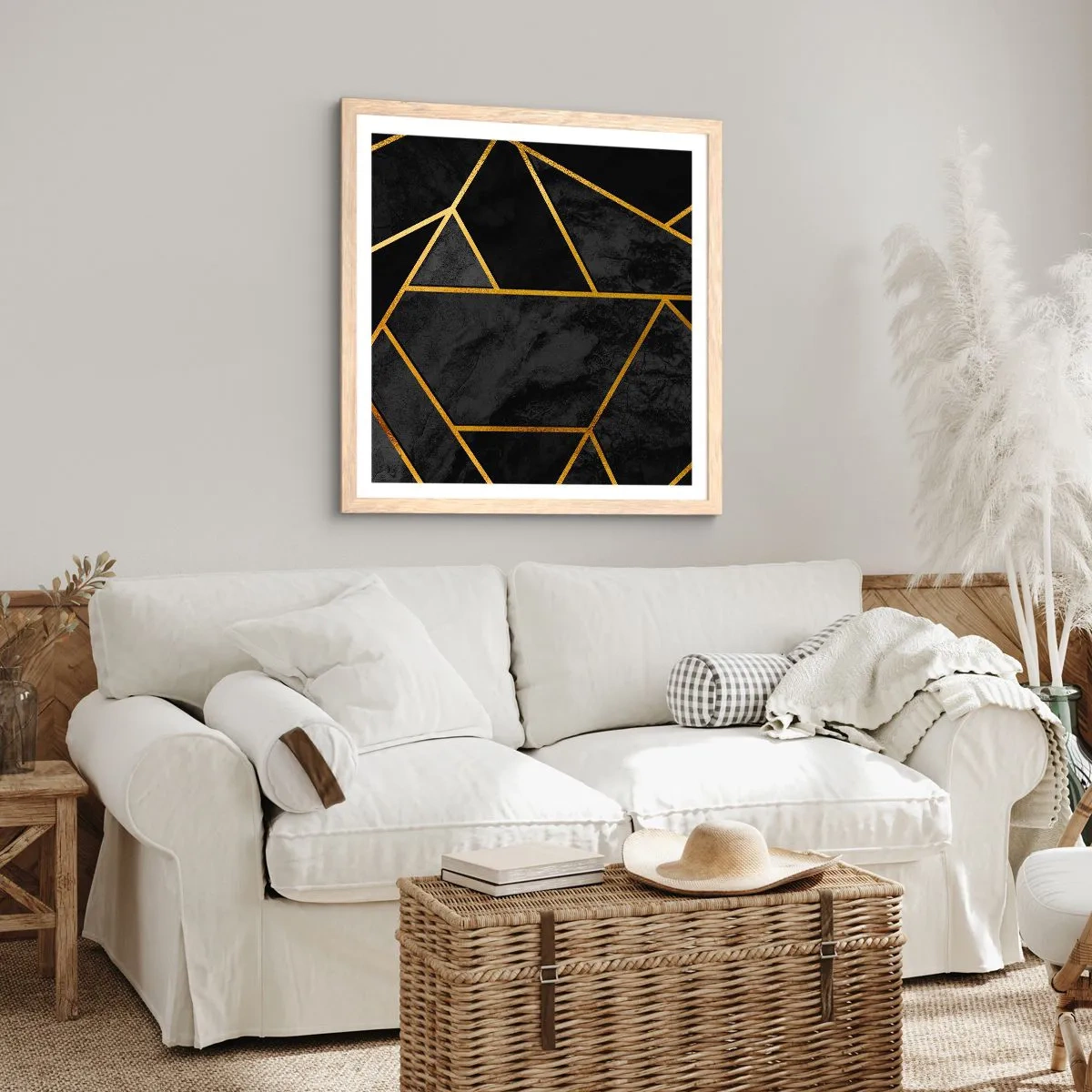 Poster în ramă de stejar deschis - Întuneric și lumină - 40x40 cm