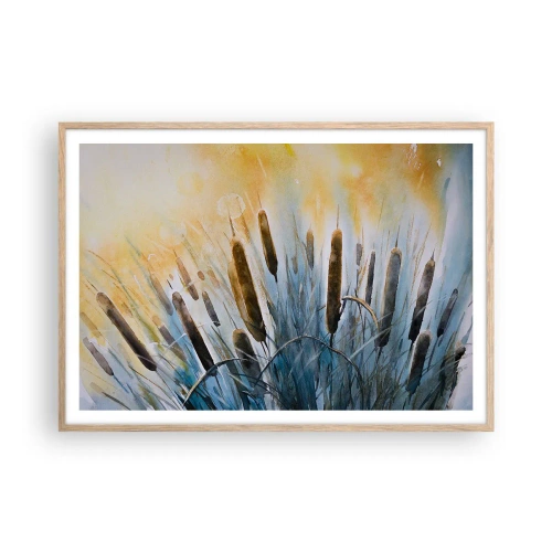Poster în ramă de stejar deschis - Răcoarea apei, căldura soarelui - 100x70 cm