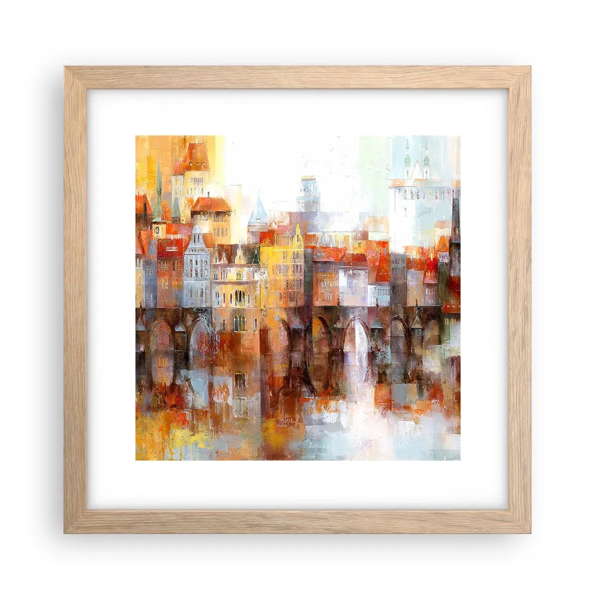 Poster în ramă de stejar deschis - Frumos și sub pod - 30x30 cm