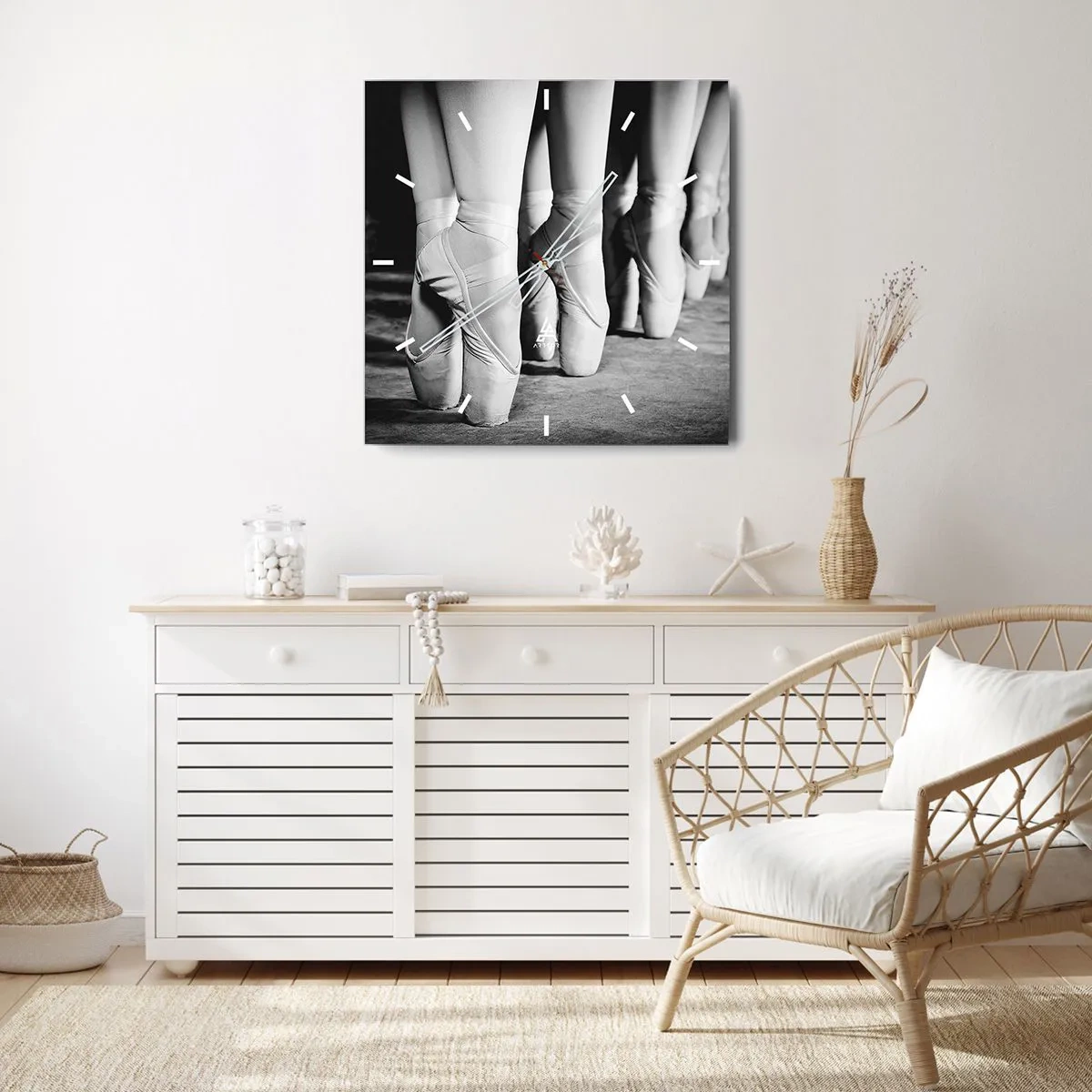 Ceas de perete - Ceas pe sticlă - Împreună, elegant - 30x30 cm