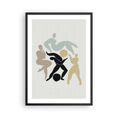 Poster în ramă neagră - Siluete abstracte ale unor figuri în mișcare dinamică - 50x70cm - Mișcarea pentru sănătate și frumusețe - Decorațiune modernă pentru perete pentru living și dormitor ARTTOR