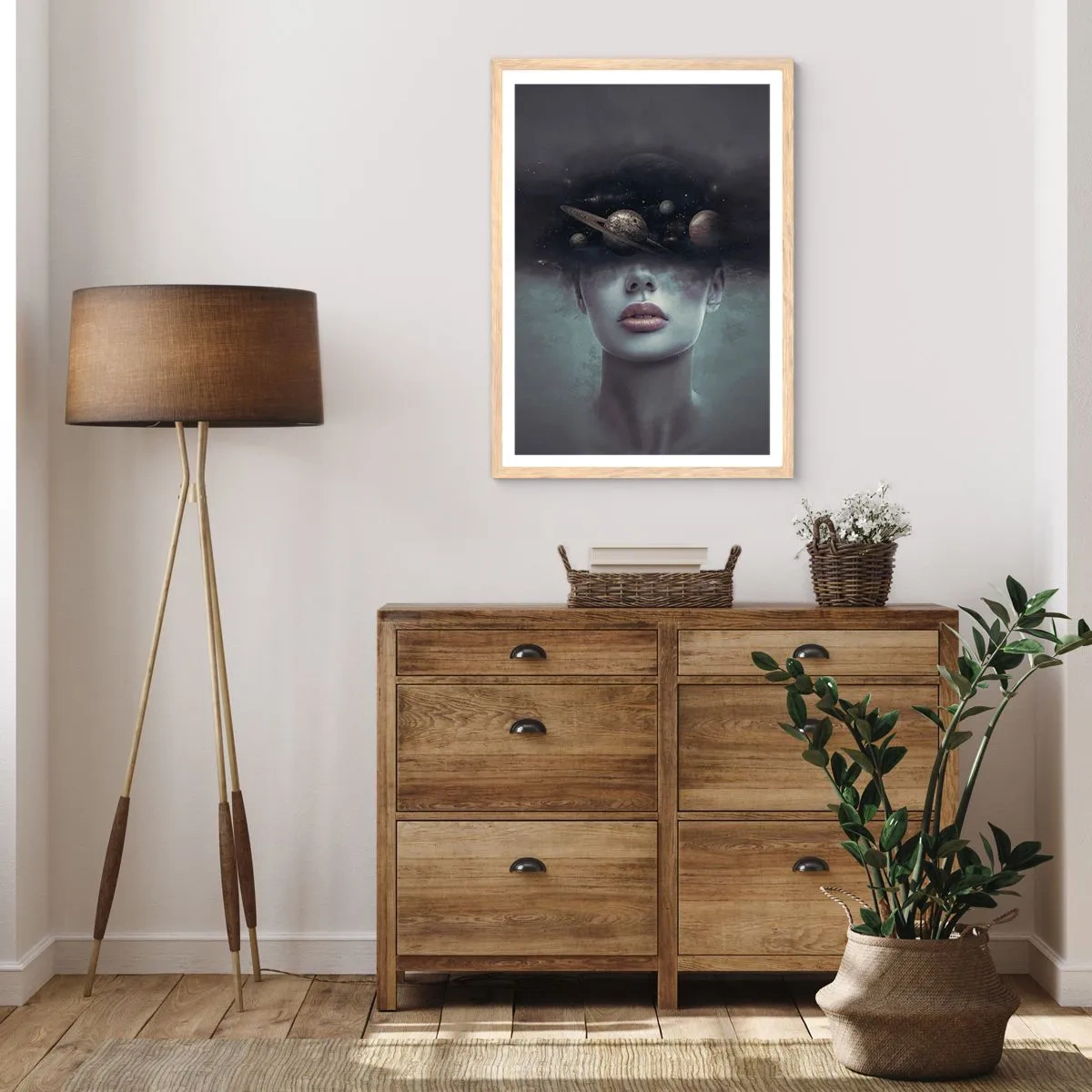 Poster în ramă de stejar deschis - Și planetele o iau razna... - 40x50 cm