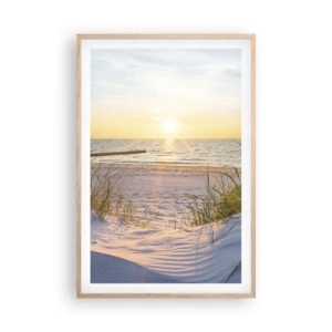 Poster în ramă de stejar deschis - Zumzet de mare, o plajă sălbatică printre ierburi... - 61x91 cm