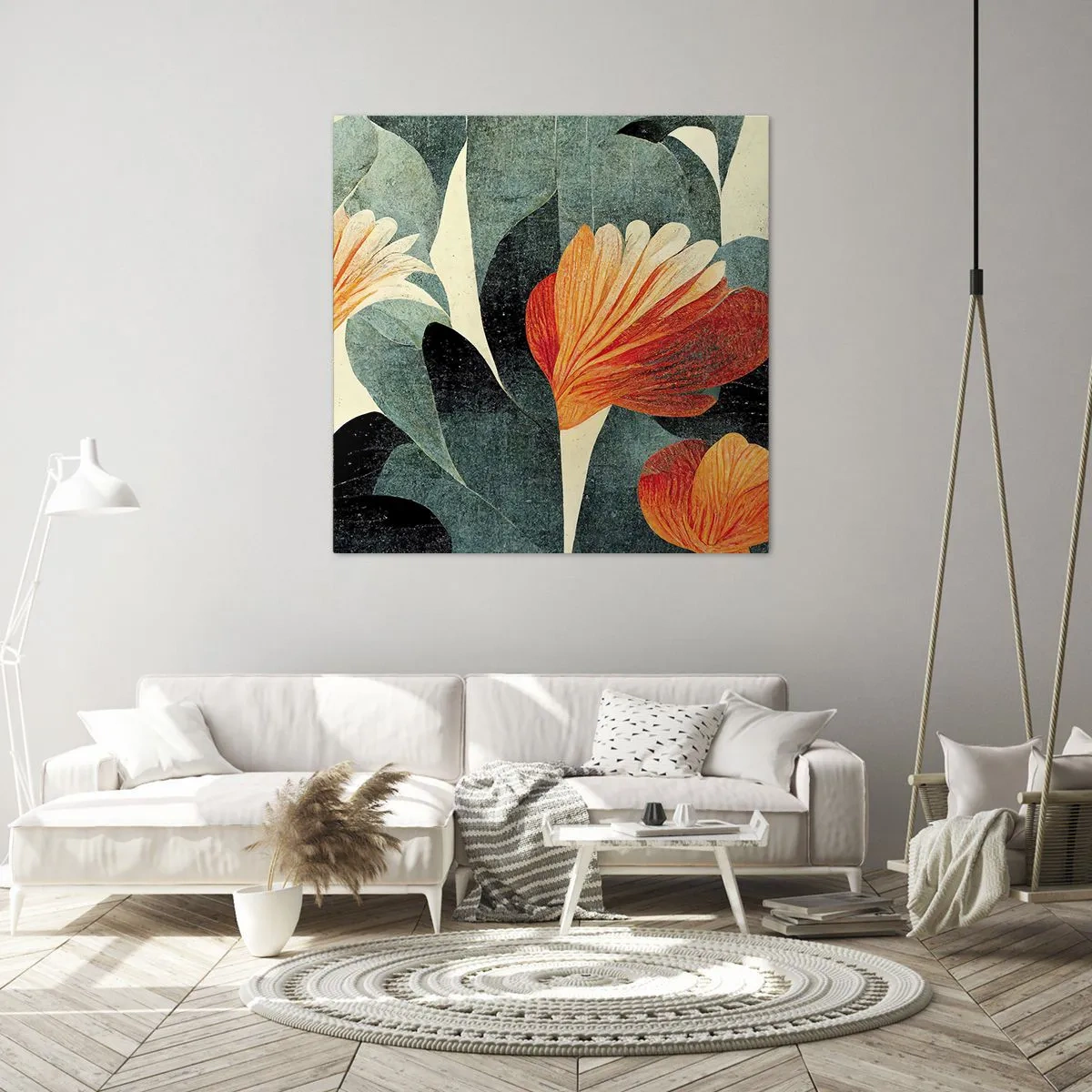 Tablou pe pânză - Căldura de la tropice și răcoarea verdeței - 40x40 cm