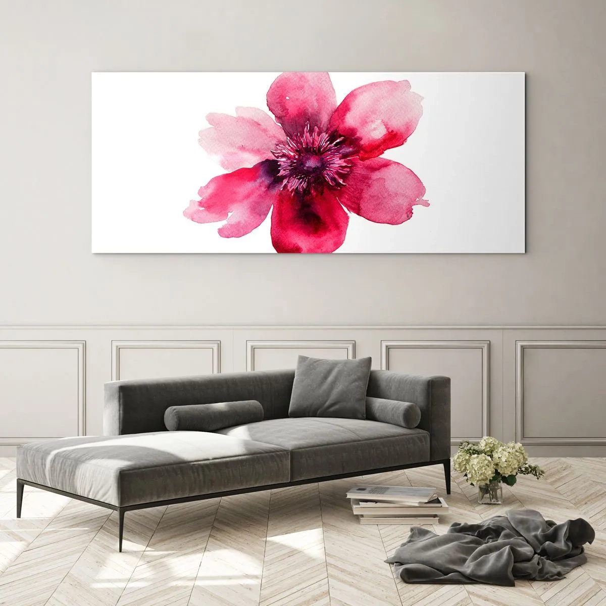 Tablou pe sticlă - Sărut parfumat de carmin - 90x30 cm