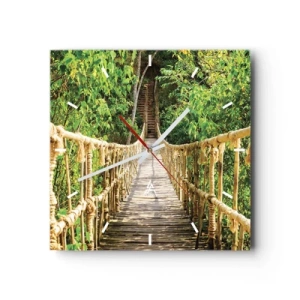 Ceas de perete - Ceas pe sticlă - Suspendat în verde - 40x40 cm