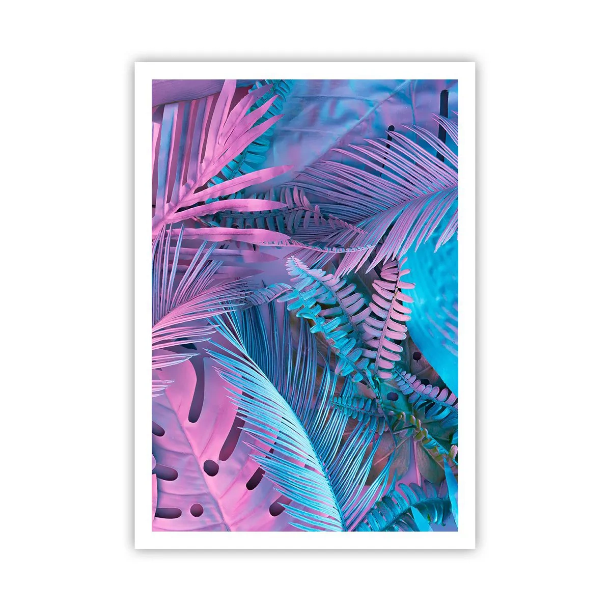Poster - Palmieri în alb și albastru - 70x100 cm