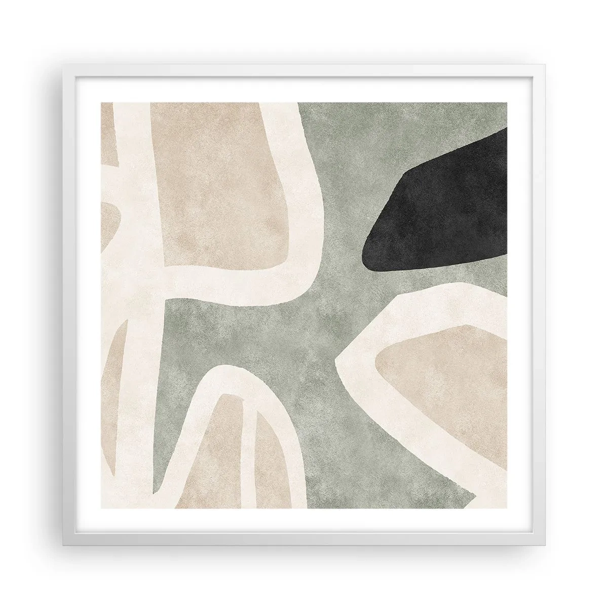 Poster în ramă albă - Compoziție cu motiv negru - 60x60 cm