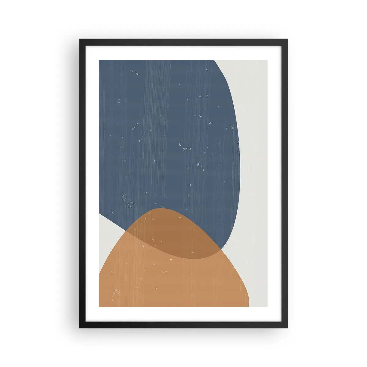 Poster în ramă neagră - Geometrie în nuanțe de albastru și bej - 50x70cm - Ovale și influențe - Decorațiune modernă pentru perete pentru living și dormitor ARTTOR