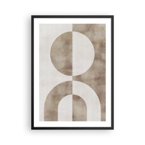 Poster în ramă neagră - Abstracție geometrică în nuanțe calde de bej - 50x70cm - Similitudini și diferențe - Decorațiune modernă pentru perete pentru living și dormitor ARTTOR