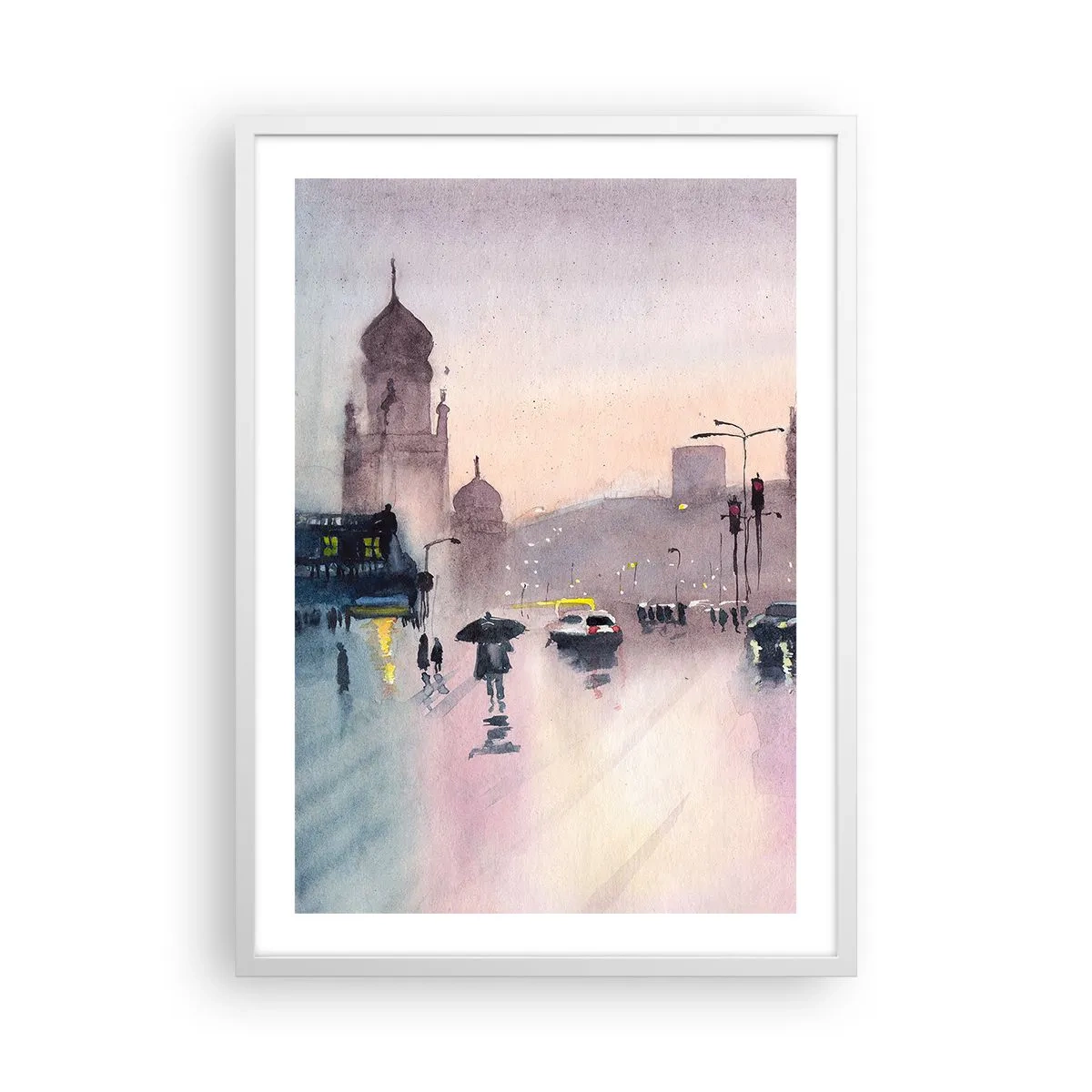 Poster în ramă albă - Într-o ceață ploioasă - 50x70 cm