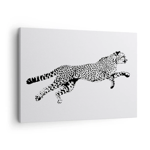 Tablou pe pânză Canvas - Grafică minimalistă a unui ghepard în mișcare - 70x50cm - Cel mai rapid de pe Pământ - Decorațiune modernă pentru perete pentru living și dormitor ARTTOR