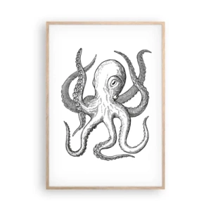 Poster în ramă de stejar deschis - Dansând cu valurile - 70x100 cm