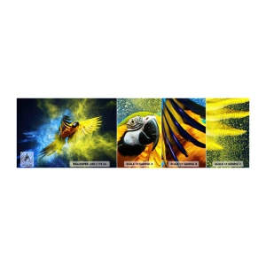 Mostră de Tapet Standard Eco - În praful albastru-auriu - Papagal, Abstracția, Bucată - 100x30 cm