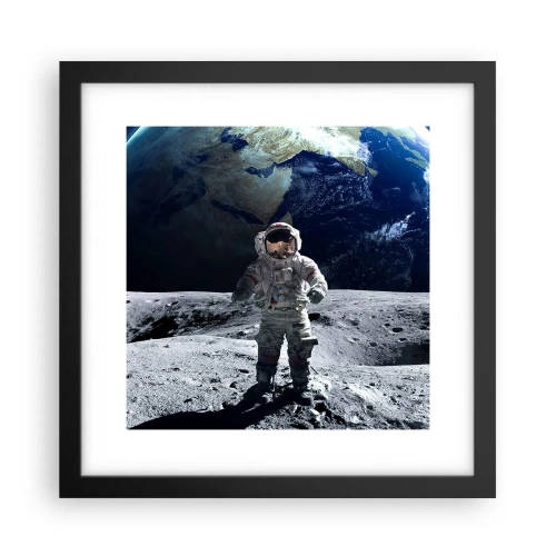 Poster în ramă neagră - Salutări de pe Lună - 30x30 cm