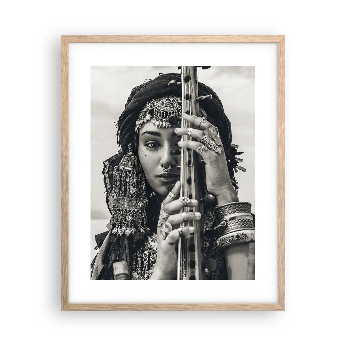 Poster în ramă de stejar deschis - Muzica orientală în sine - 40x50 cm