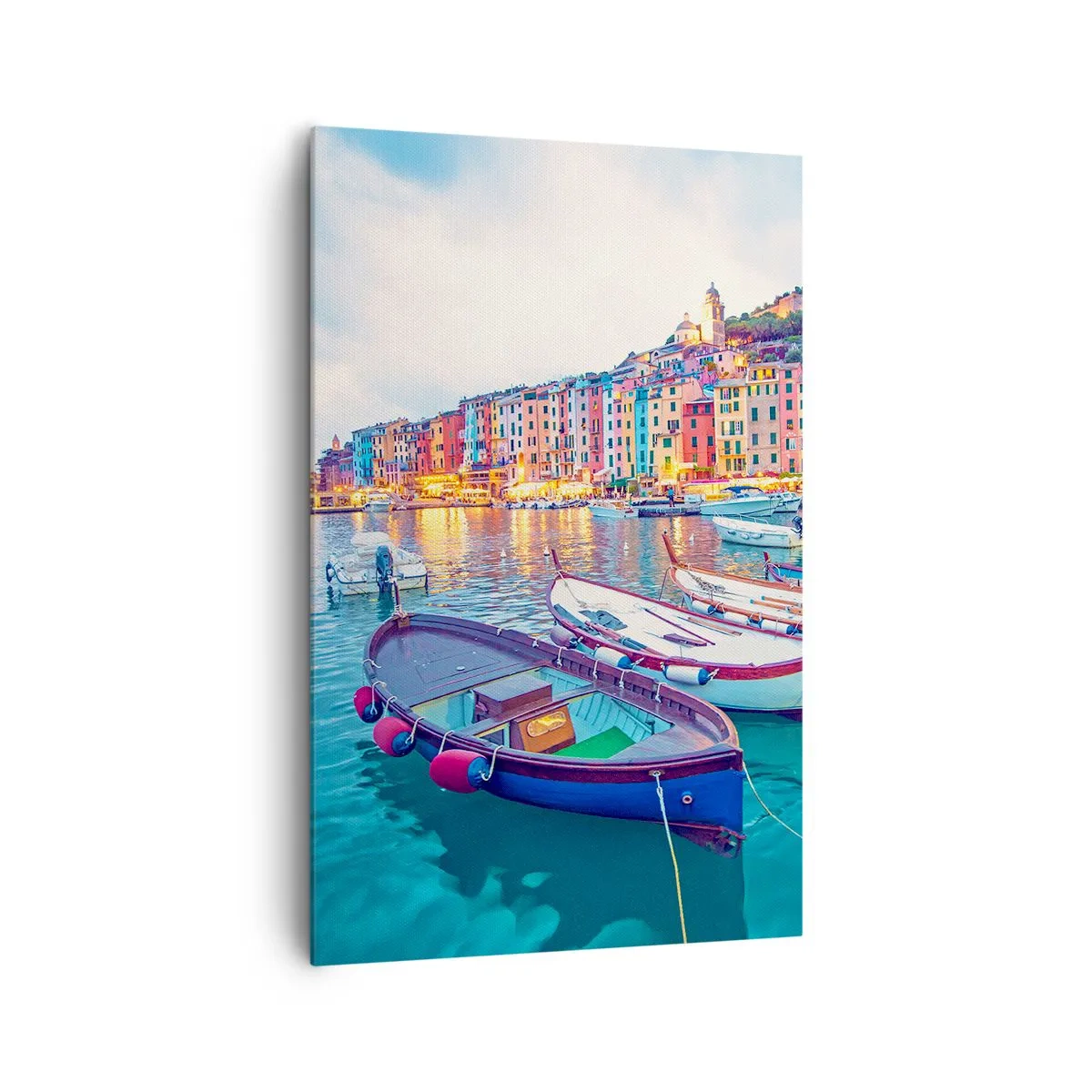 Tablou pe pânză - O seară plină de culoare în port - 80x120 cm