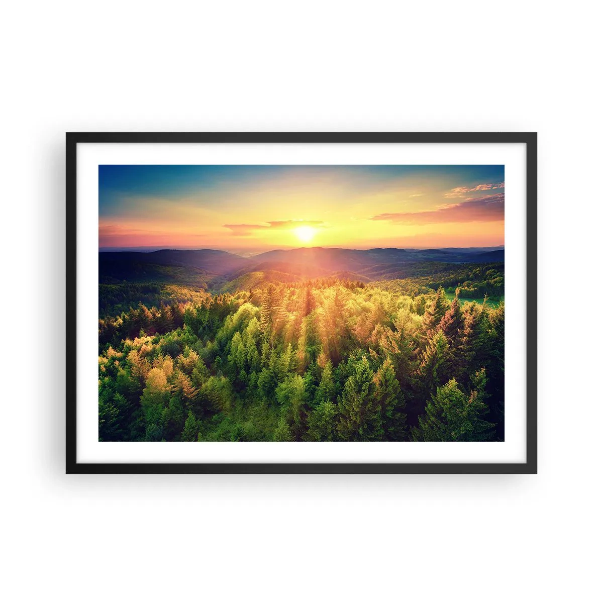 Poster în ramă neagră - Vârfuri și culmi - 70x50 cm
