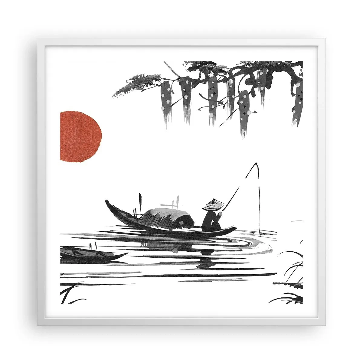 Poster în ramă albă - O după-amiază asiatică - 60x60 cm