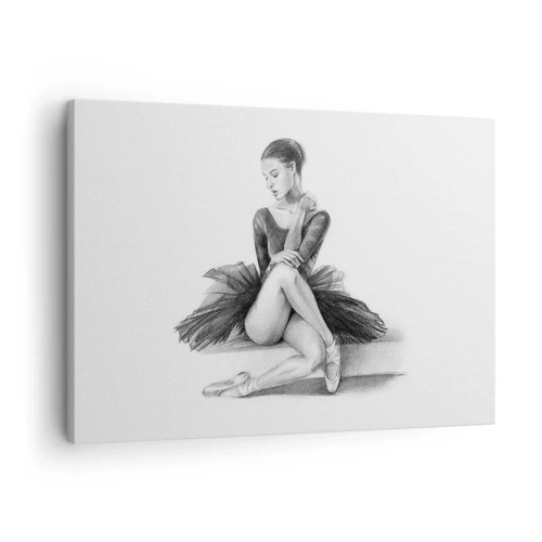 Tablou pe pânză Canvas - O schiță a unei balerine într-un stil subtil, clasic - 70x50cm - Încântată de dans - Decorațiune modernă pentru perete pentru living și dormitor ARTTOR