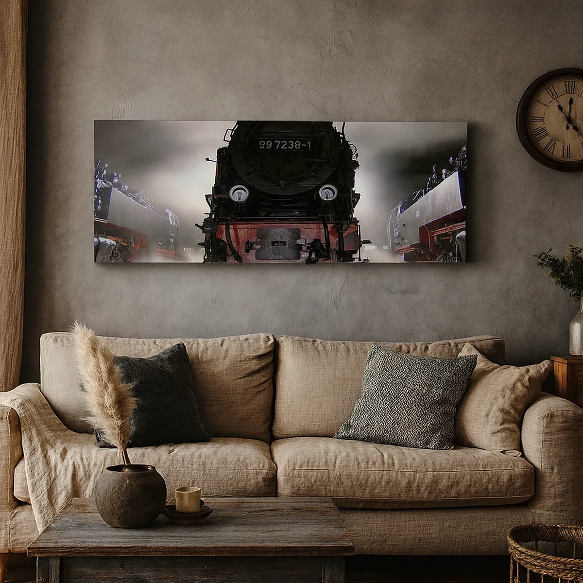 Tablou pe pânză - Stă și pufuie, geme și suflă... - 30x30 cm