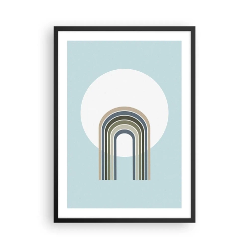 Poster în ramă neagră - Un arc minimalist cu nuanțe pastelate pe un fundal circular - 50x70cm - Atracție irezistibilă - Decorațiune modernă pentru perete pentru living și dormitor ARTTOR