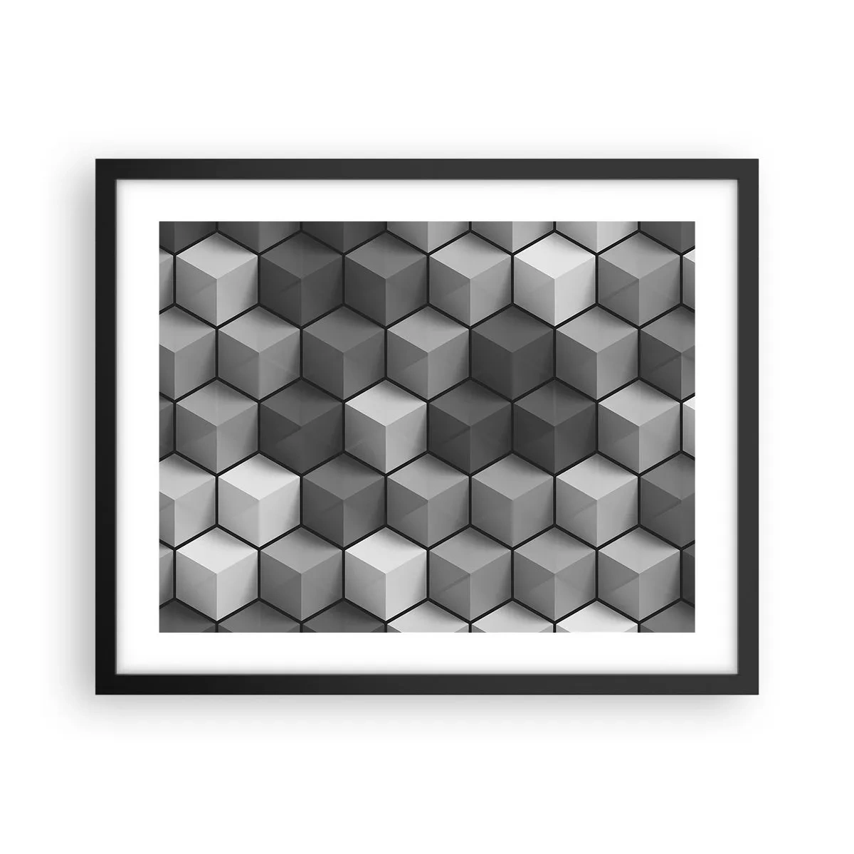 Poster în ramă neagră - Puzzle cubist - 50x40 cm