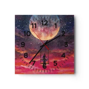 Ceas de perete - Ceas pe sticlă - Cu capul în nori - 30x30 cm