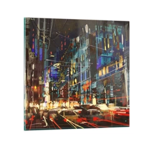 Tablou pe sticlă - Agitația de seară a străzii - 40x40 cm