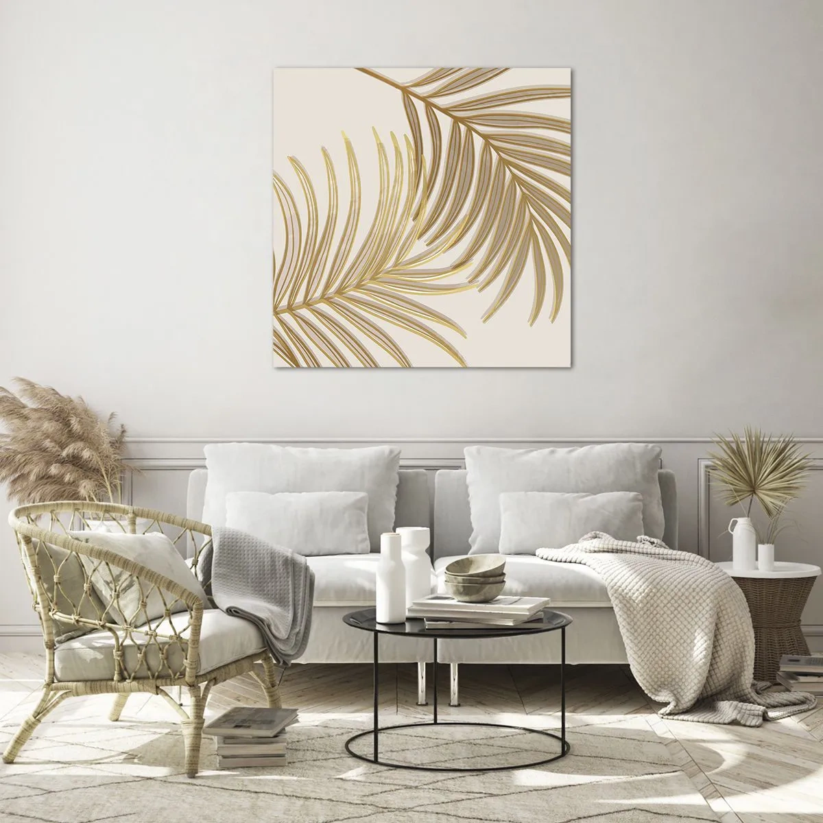 Tablou pe sticlă - Palmier de aur! - 70x70 cm