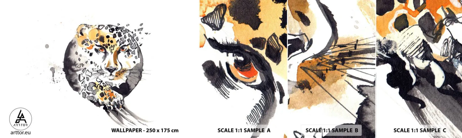 Mostră tapet autocolant Deluxe Sticker - Frumusețe prădătoare - Animale, Panteră, Natură - 100x30 cm