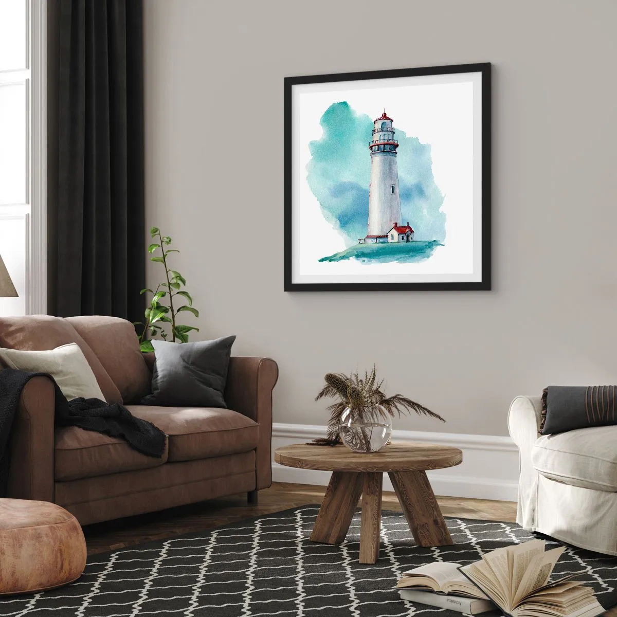 Poster în ramă neagră - Sora blândă a albastrului - 60x60 cm