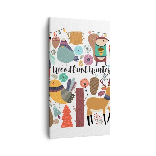 Tablou pe pânză - Un Crăciun de basm în pădure - 45x80 cm