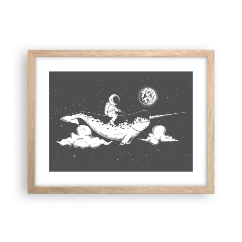 Poster în ramă de stejar deschis - Cavalerul Spațial - 40x30 cm